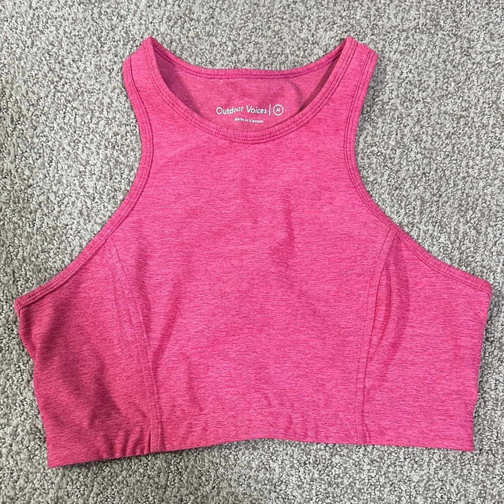 Outdoor Voices High-Neck Pink Sports Bra